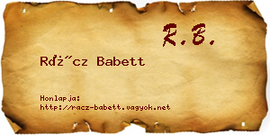 Rácz Babett névjegykártya